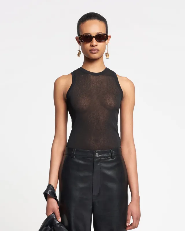 Anneke - Mesh-Jersey Tank Top - Black sold by Nanushka