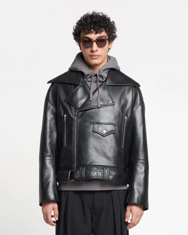 Berti - Regenerated Leather Jacket - Black sold by Nanushka
