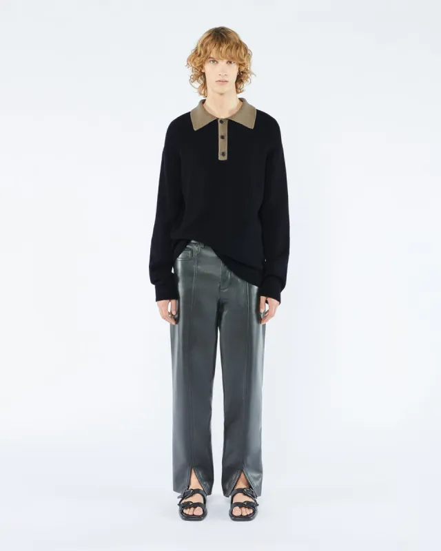 Kairos - Sale Long Sleeve Polo - Black/Khaki sold by Nanushka