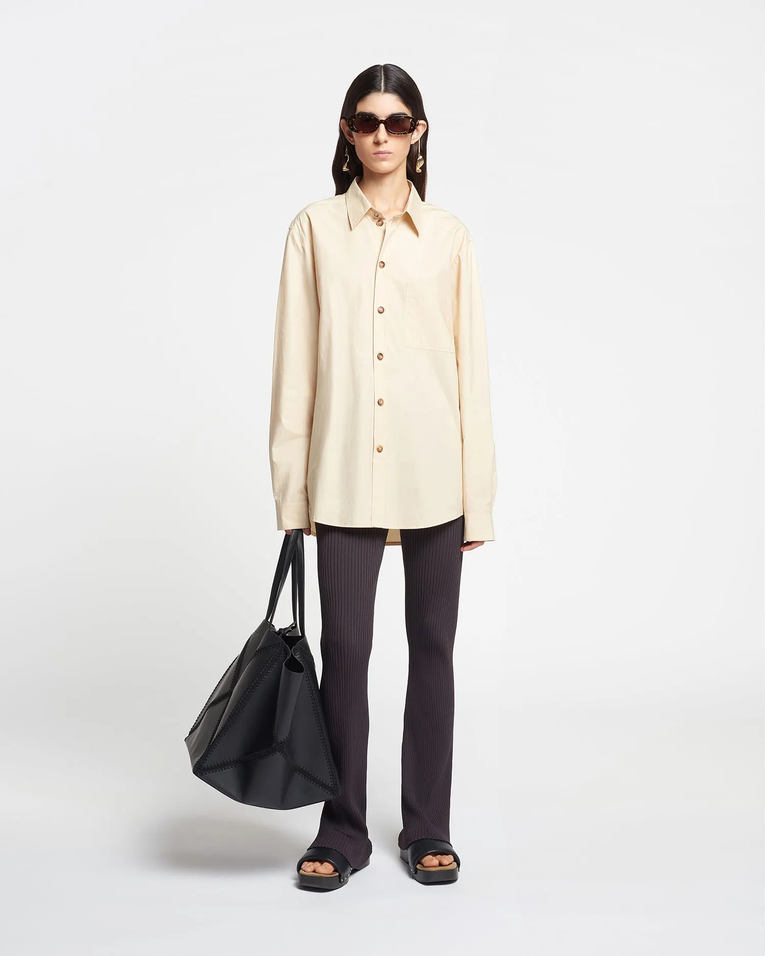 Mya - Light Poplin Shirt - Beige sold by Nanushka product image thumbnail 3