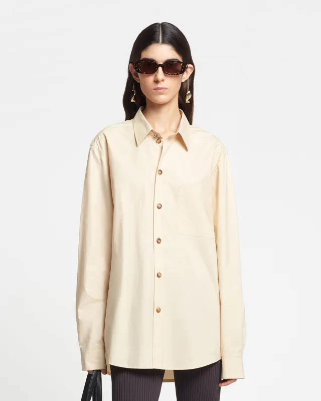 Mya - Light Poplin Shirt - Beige sold by Nanushka