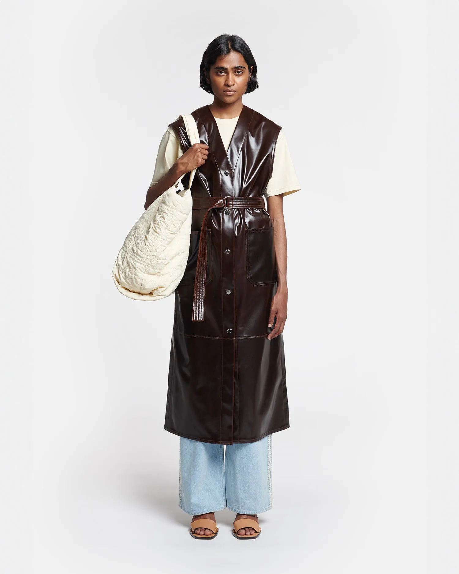 Rainey - Alt Vintage Leather Vest - Dark Brown sold by Nanushka