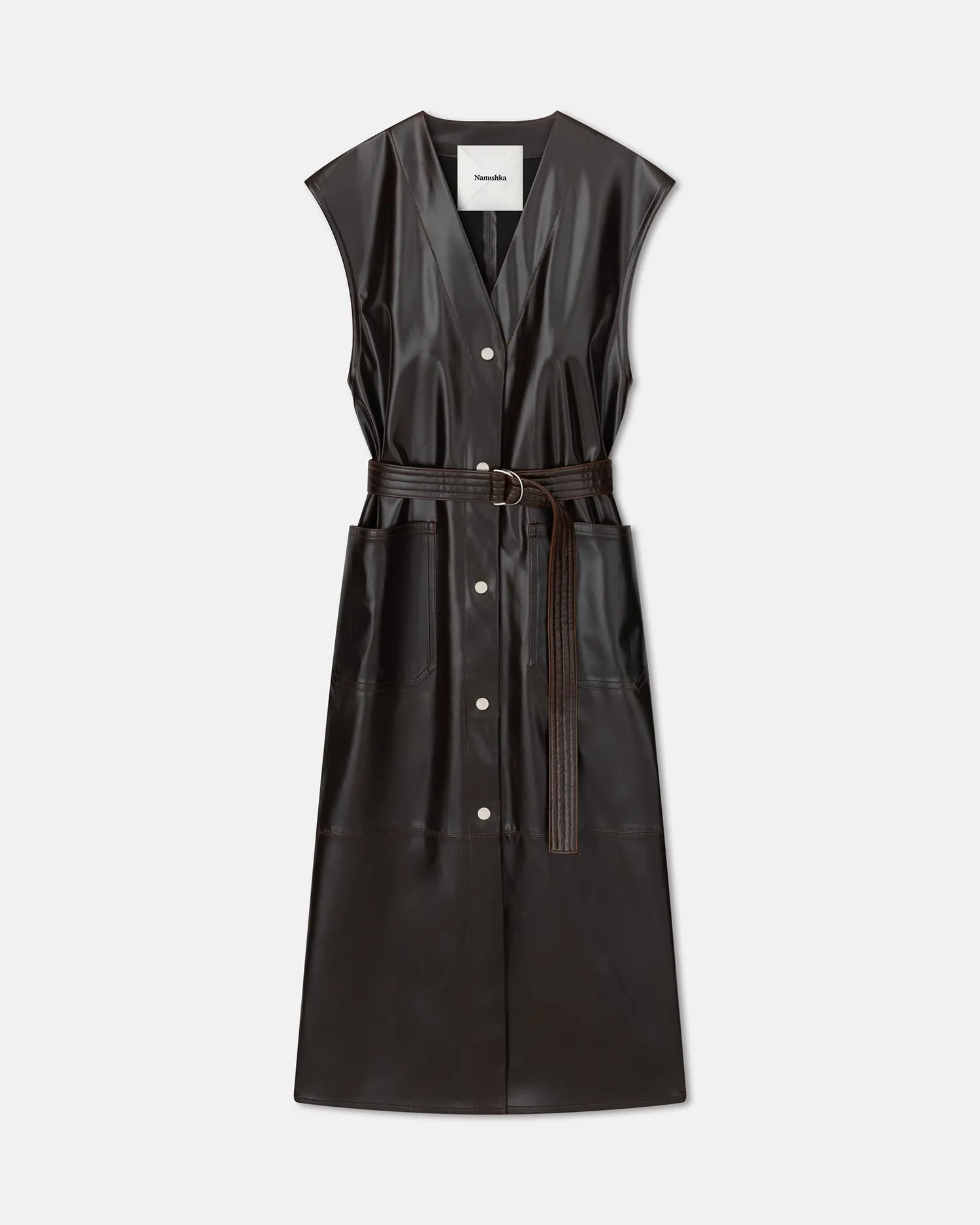 Rainey - Alt Vintage Leather Vest - Dark Brown sold by Nanushka product image thumbnail 3