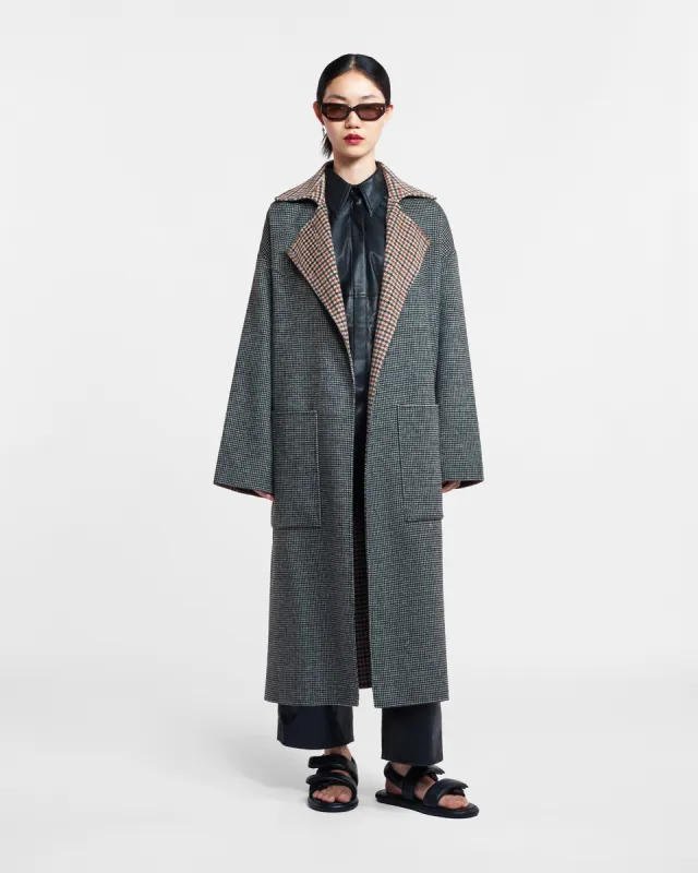Alamo - Reversible robe coat - Reversible Check made by Nanushka