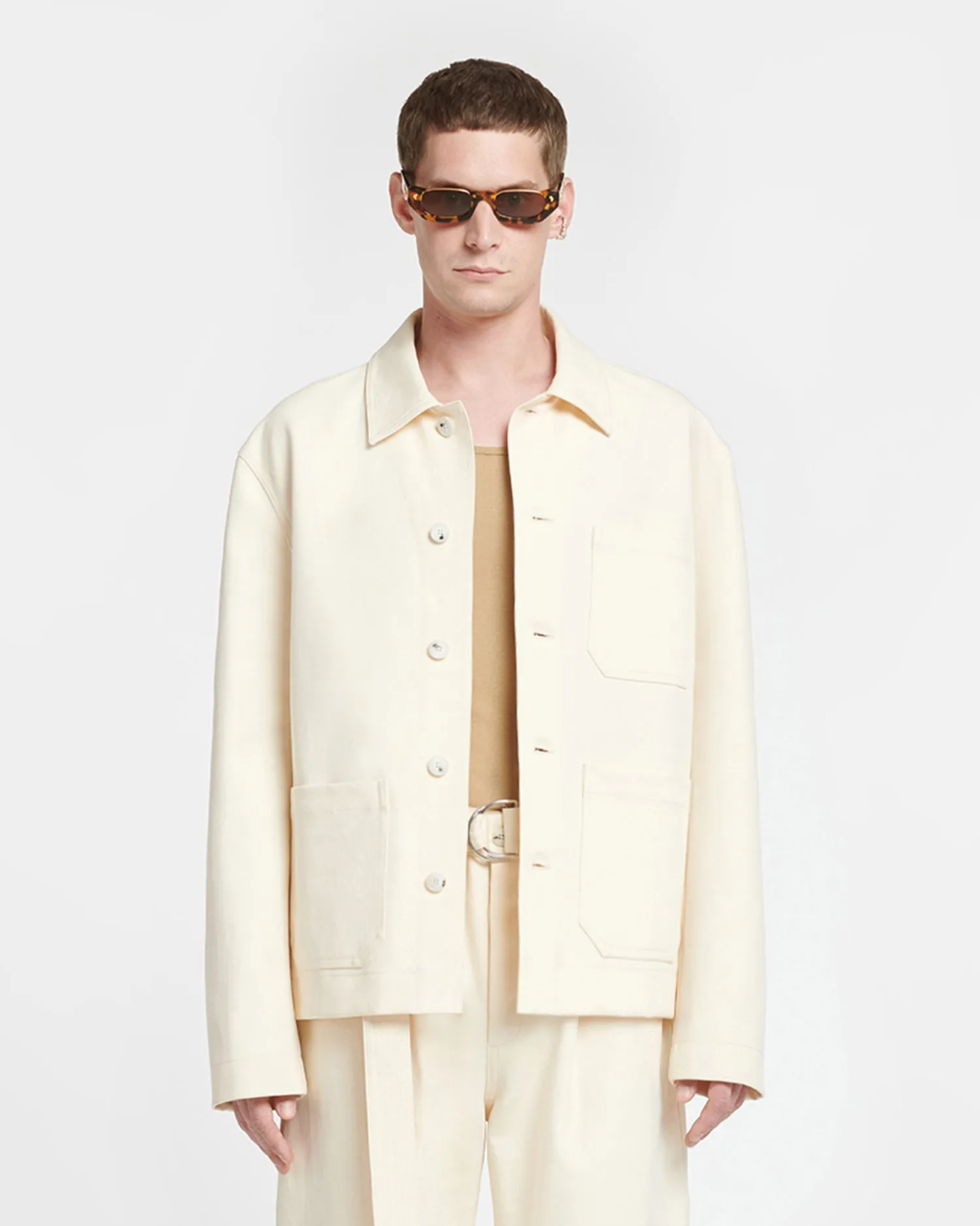 Saon - Structured Twill Jacket - Creme sold by Nanushka
