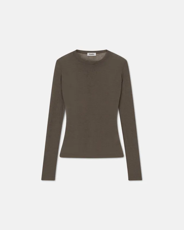 Lymee - Sale Mesh-Jersey Top - Fossil Grey sold by Nanushka