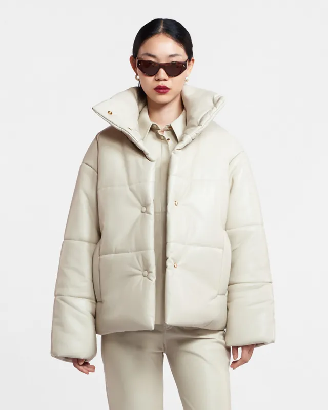 Hide - Okobor™ Alt-Leather Puffer Jacket - Creme sold by Nanushka