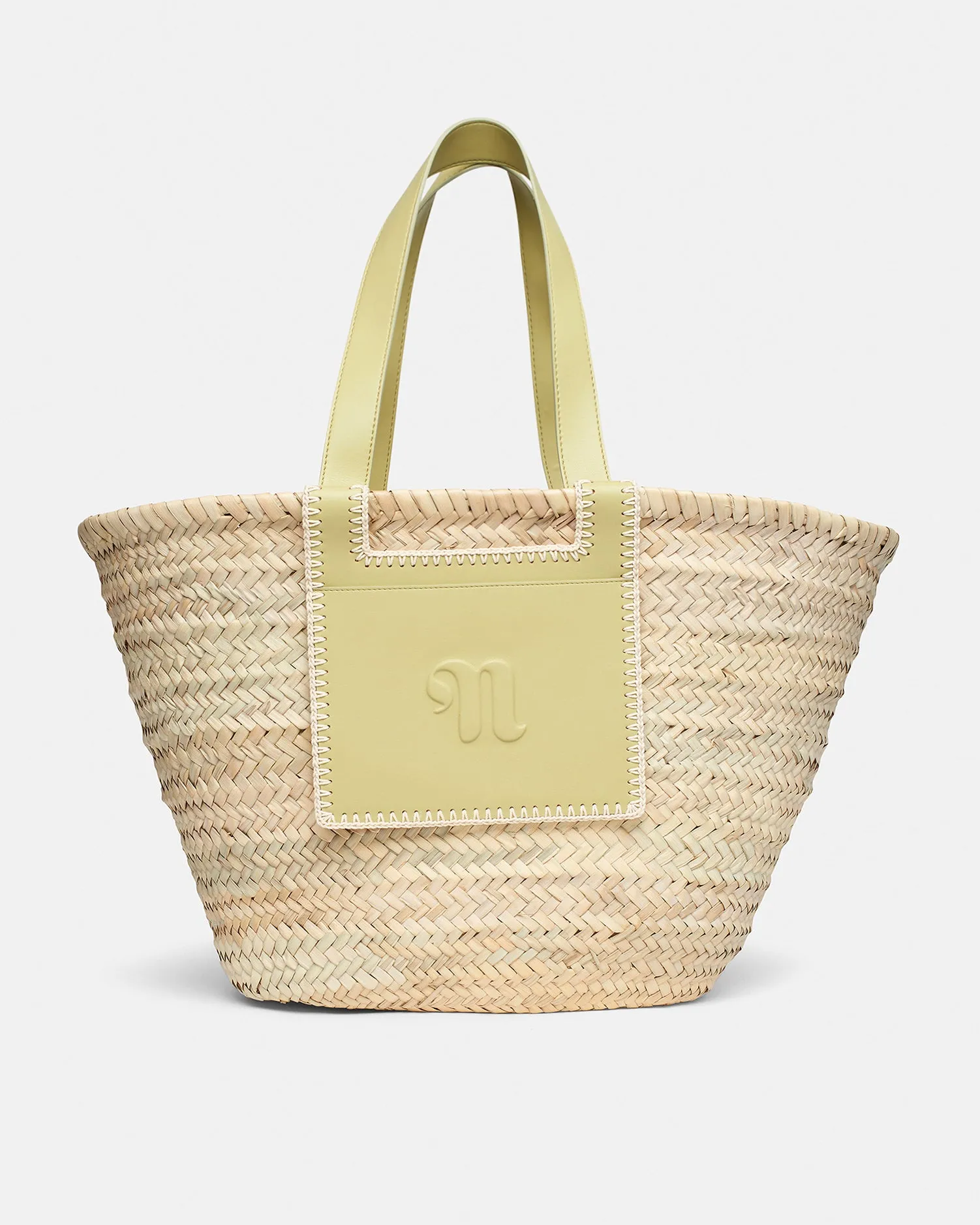 The Beach Bag - Raffia Tote - LimeAcc sold by Nanushka