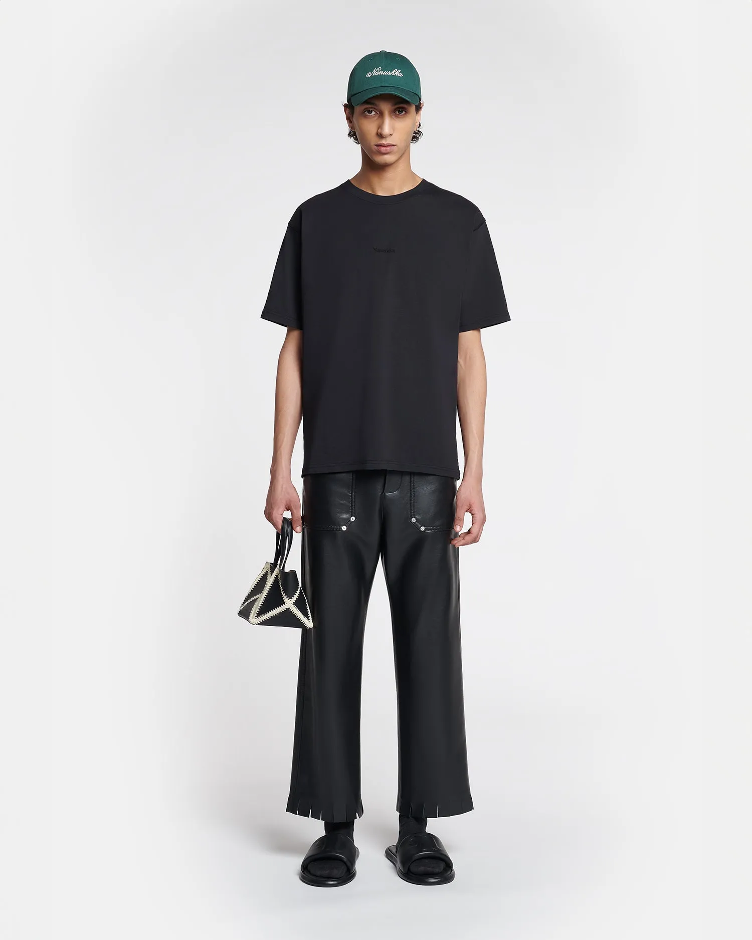 Reece - Embroidered Cotton-Jersey T-Shirt - Black sold by Nanushka product image thumbnail 2