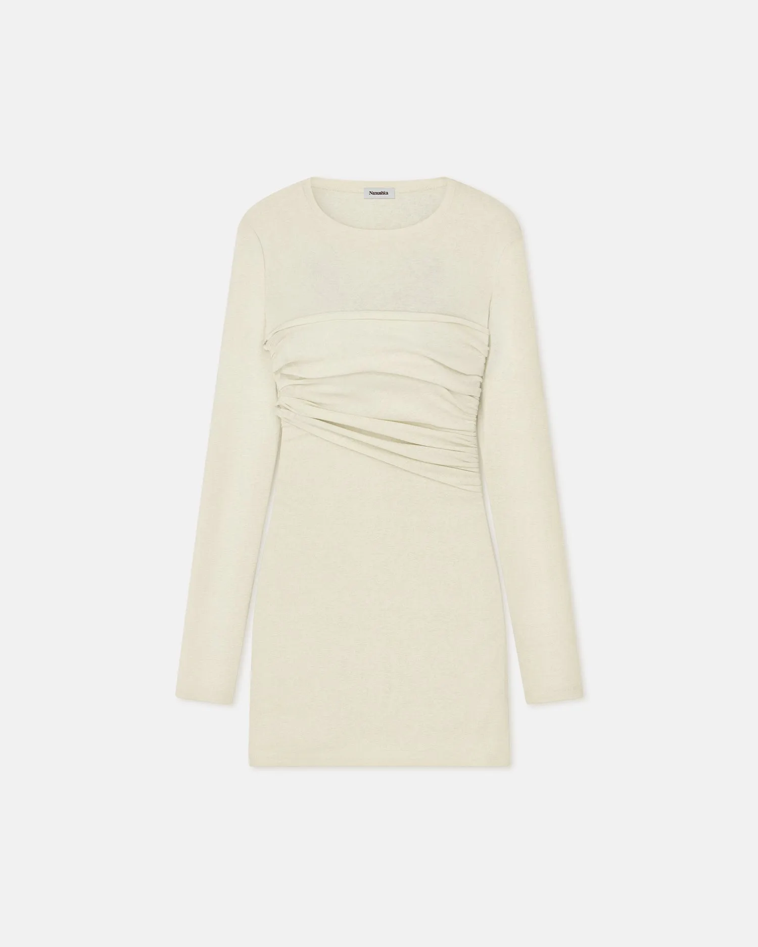 Feiko - Draped Mesh-Jersey Mini Dress - White Wax sold by Nanushka product image thumbnail 4