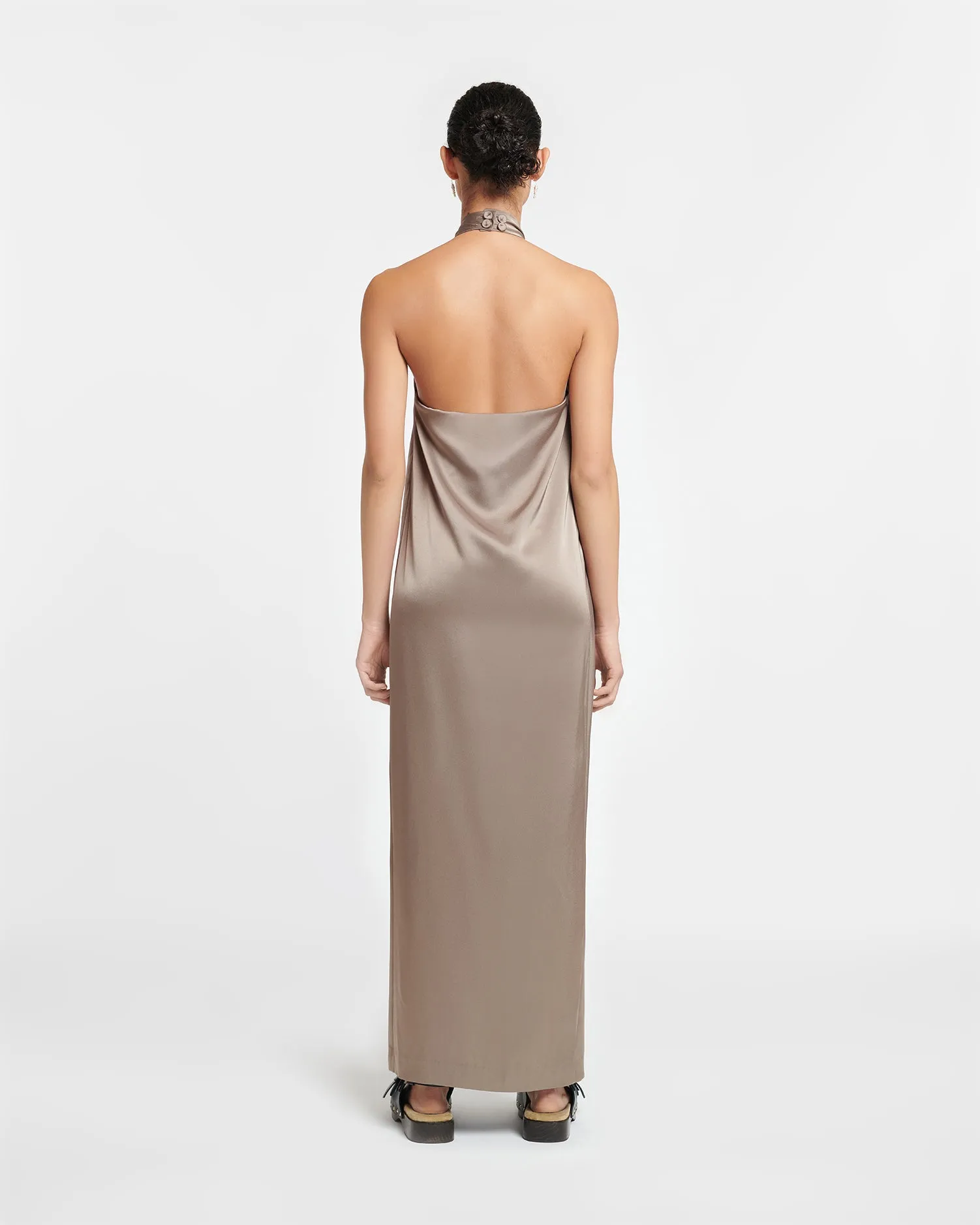 Elima - Slip Satin Halterneck Dress - Clay sold by Nanushka product image thumbnail 3