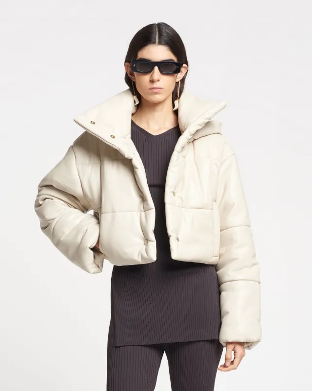 Aveline - Okobor™ Alt-Leather Jacket - Creme sold by Nanushka