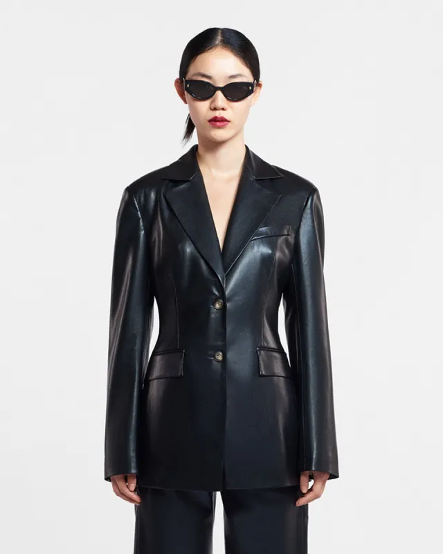 Hathi - Okobor™ Alt-Leather Blazer - Black sold by Nanushka