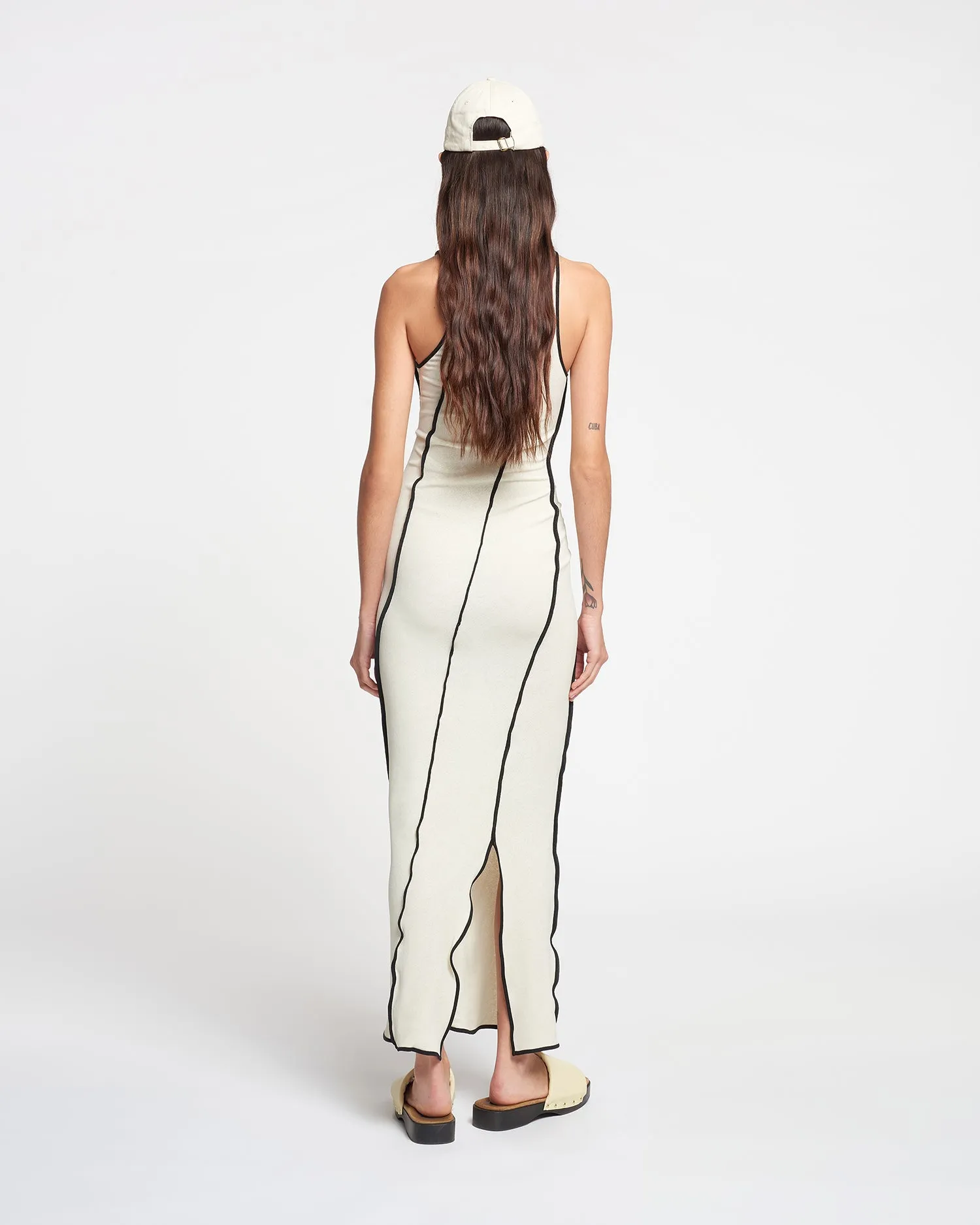 Wanda - Patchwork Mesh-Jersey Midi Dress - White wax/Black sold by Nanushka product image thumbnail 2