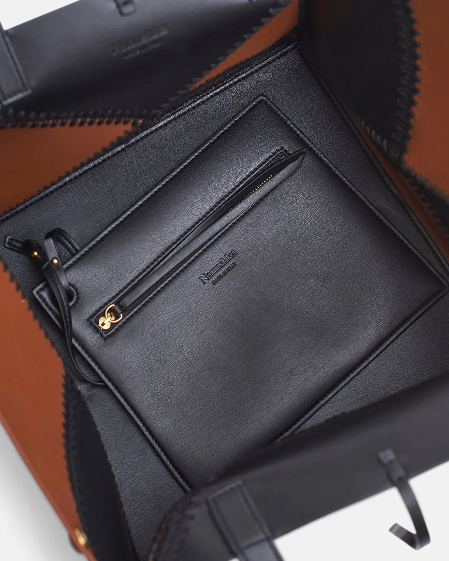 The Origami Tote - Alt Nappa Crochet Tote - Tan/Black Fw22 sold by Nanushka product image thumbnail 2