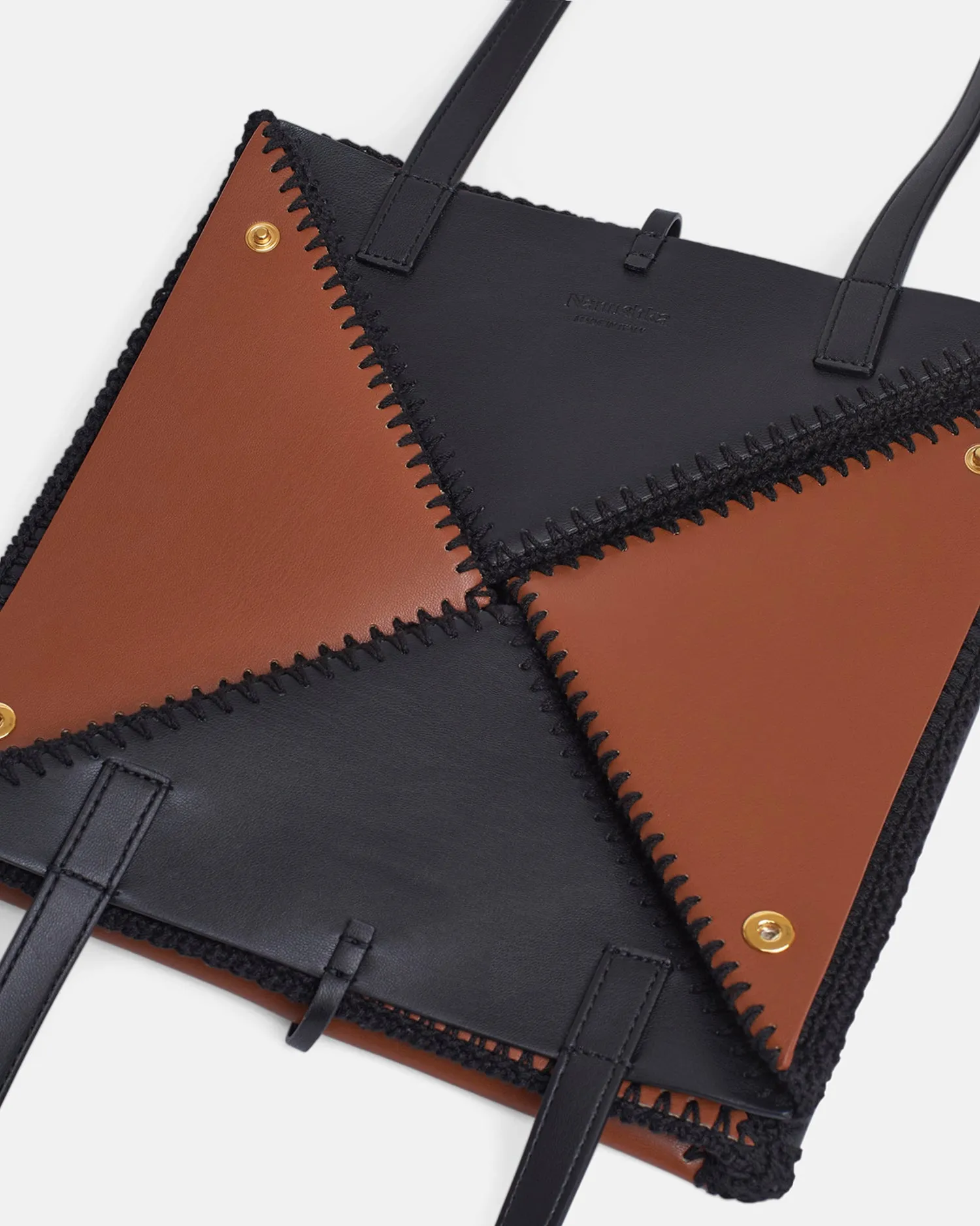 The Origami Tote - Alt Nappa Crochet Tote - Tan/Black Fw22 sold by Nanushka product image thumbnail 3