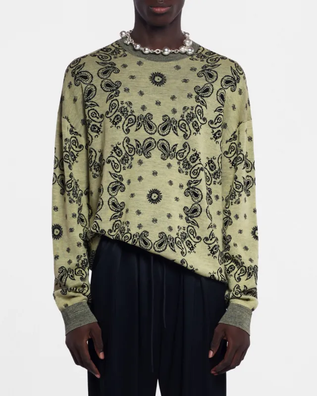 Yossi - Sale Merino-Jacquard Sweater - Bandana Pale Yellow Black sold by Nanushka