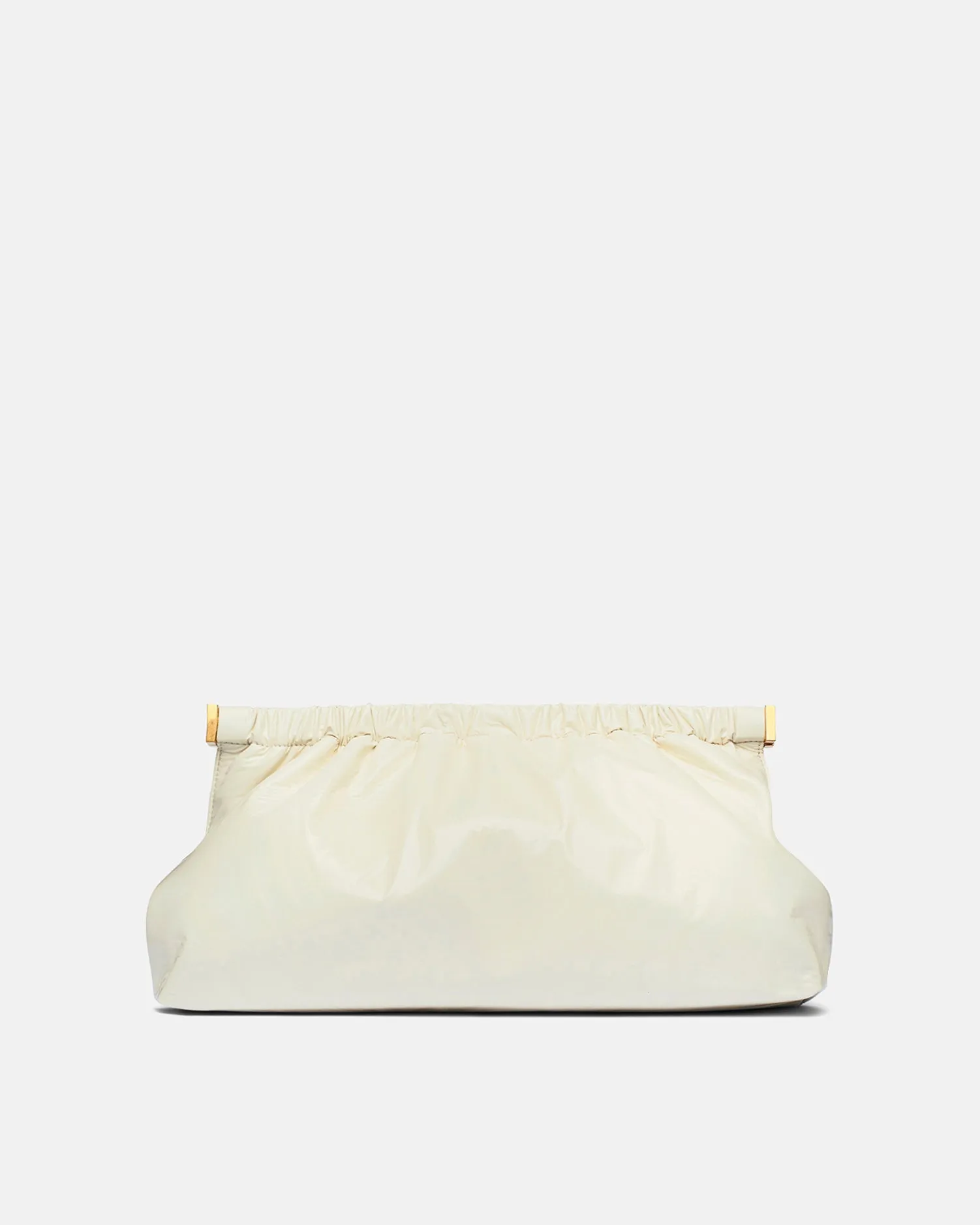 The Bar Clutch - Patent Alt-Leather Clutch - Creme sold by Nanushka