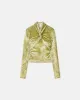 Iride - Twist-Front Crushed Velvet Top - Sage sold by Nanushka