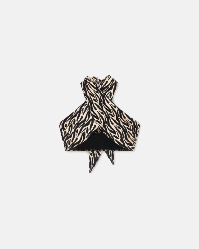 Saura - Sale Halterneck Bikini Top - Brushtroke Animal sold by Nanushka