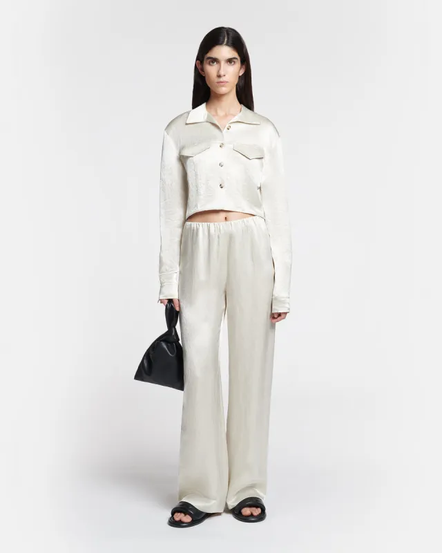 Brenda - Crinkled-Satin Pants - Ecru sold by Nanushka