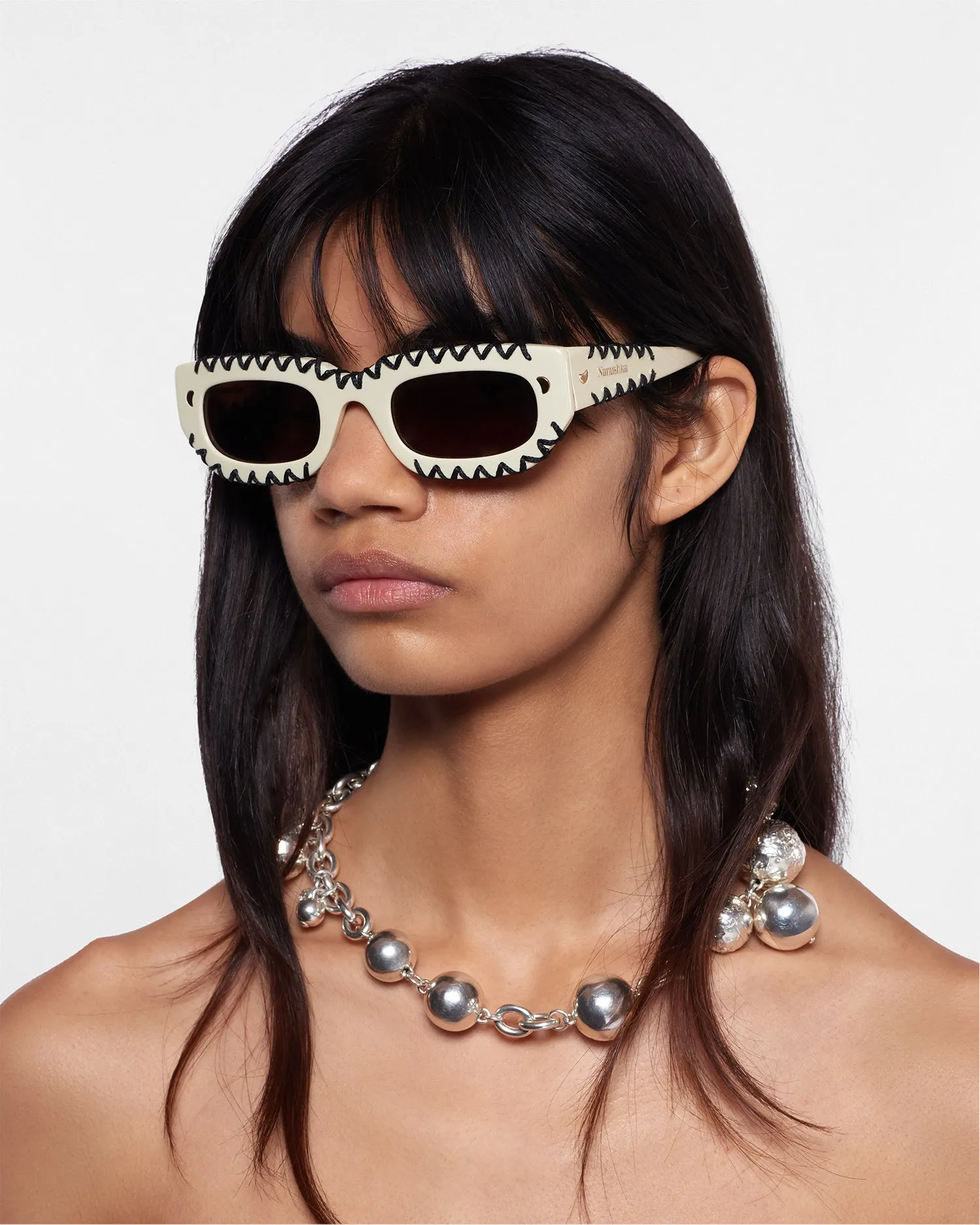 Kadee Crochet - Crocheted D-Frame Sunglasses - Cream sold by Nanushka product image thumbnail 4