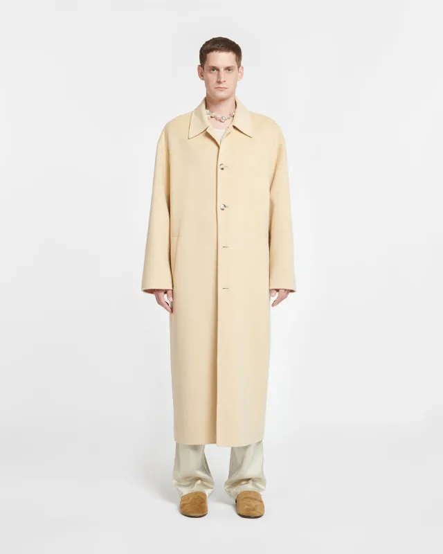 Lucian - Double Wool And Silk-Blend Coat - Creme sold by Nanushka
