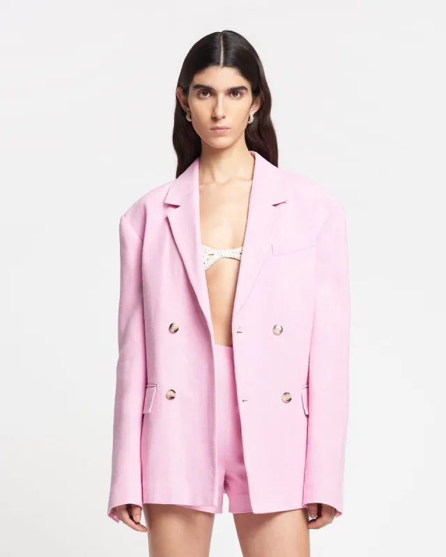 Luxton - Silk Viscose Tweed Blazer - Orchid sold by Nanushka