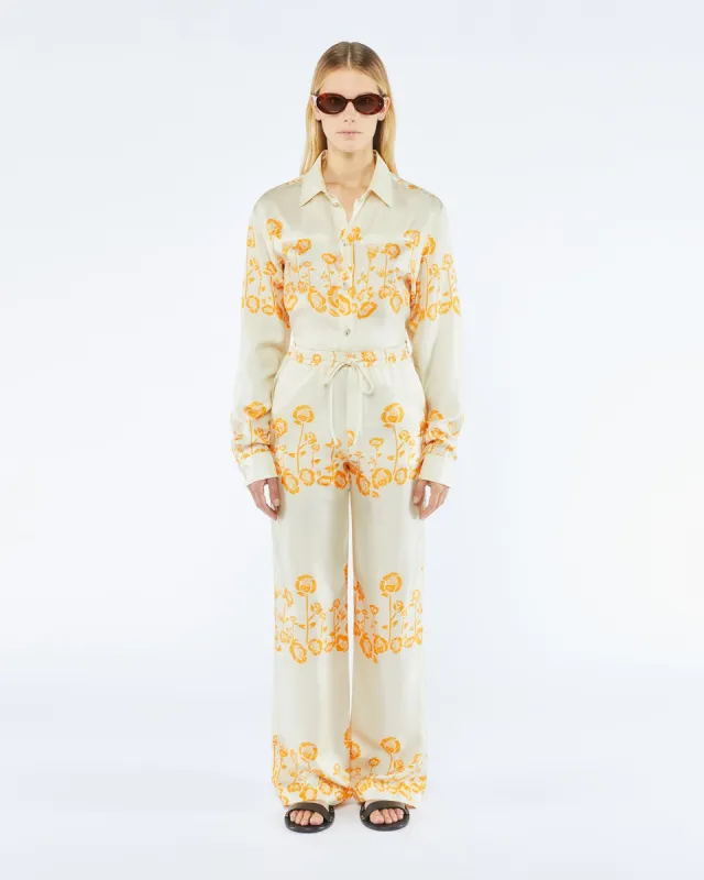 Jarine - Sale Printed Twill Silk Pants - Blockwood Floral sold by Nanushka