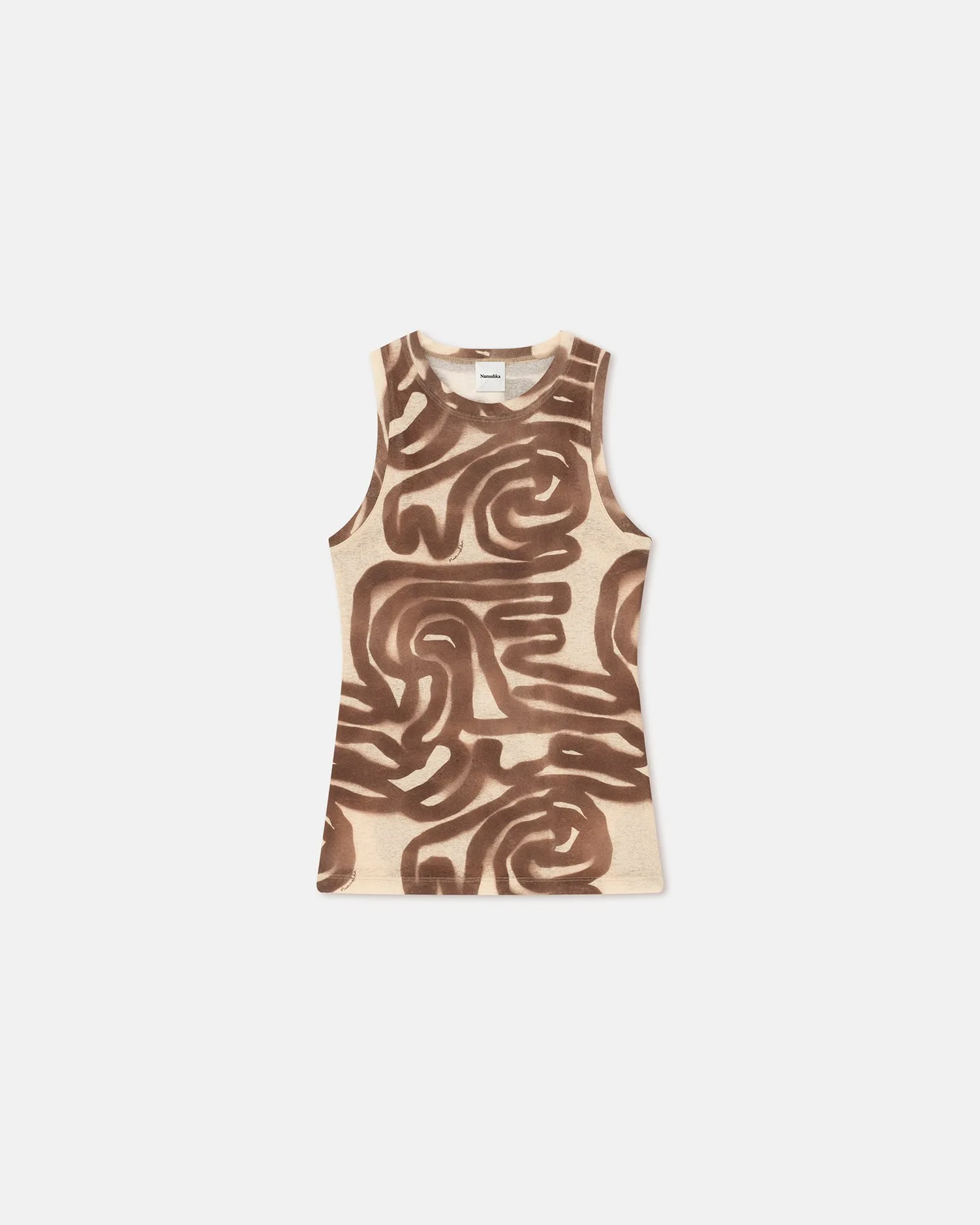 Anneke - Mesh-Jersey Tank Top - Caramel Ribbon sold by Nanushka
