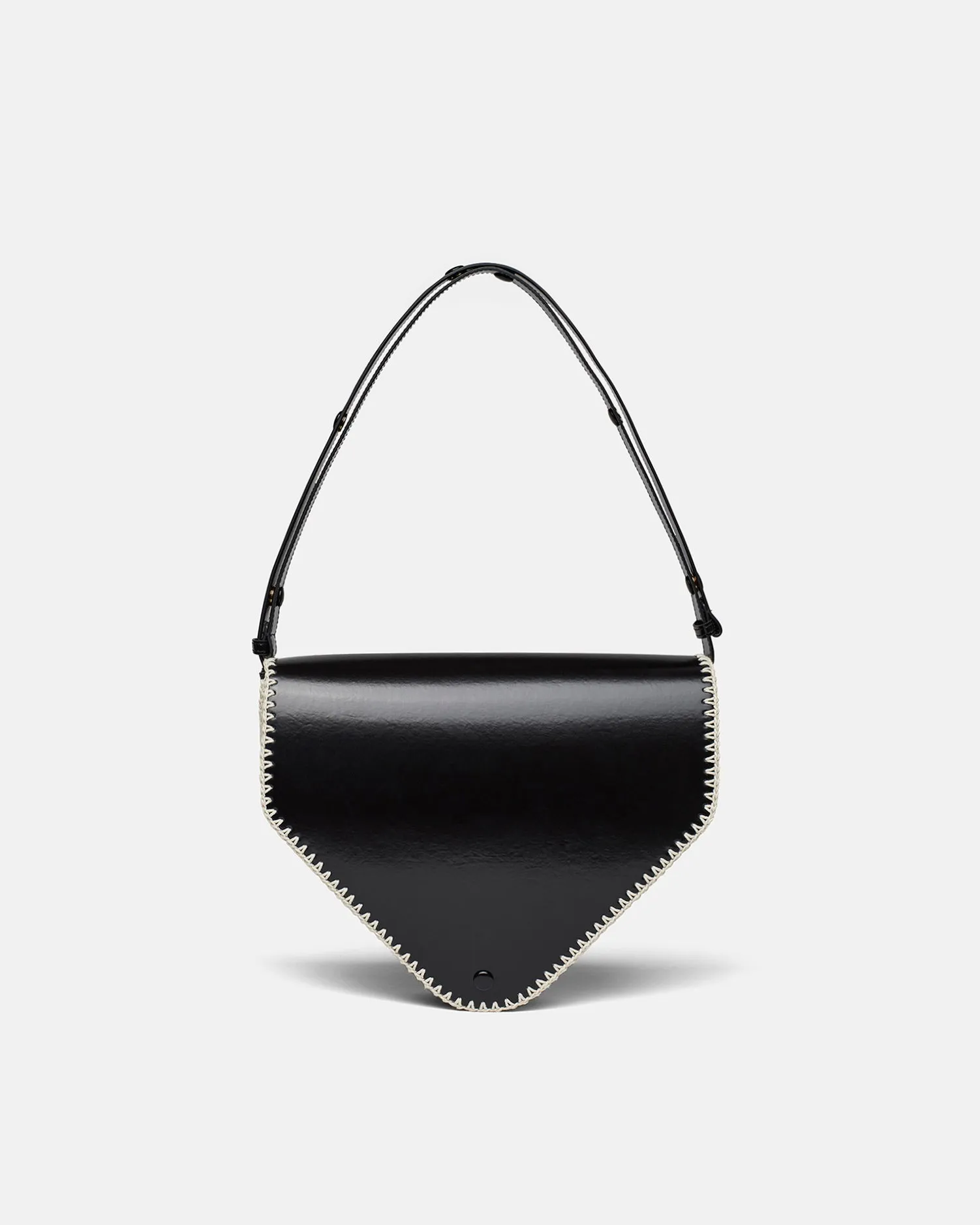 The Triangle Bag Large - Patent Alt-Nappa Shoulder Bag - Black Creme sold by Nanushka