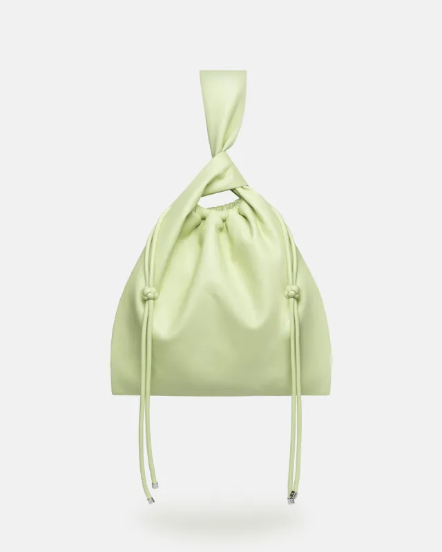 Jen Drawstring - Okobor™ Alt-Leather Clutch Bag - Shadow Lime sold by Nanushka