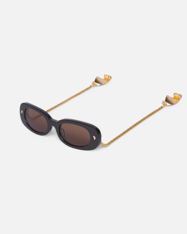 Aliza Charm - Bio-Plastic Oval Sunglasses - Off Black sold by Nanushka