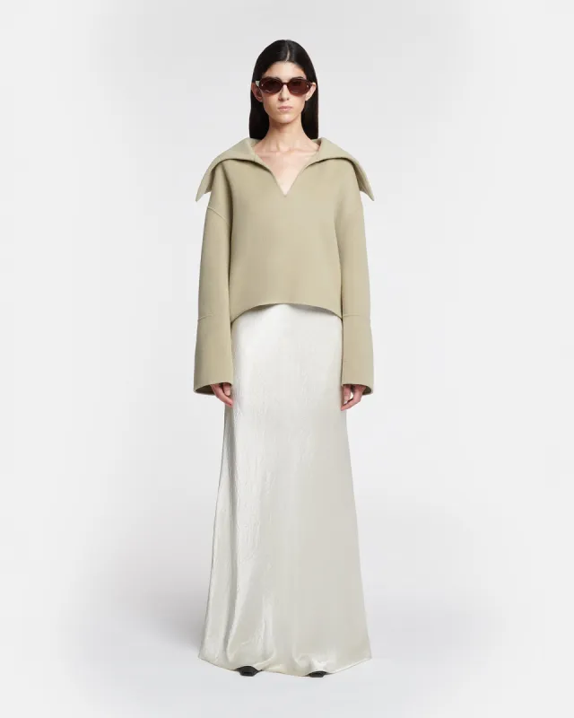 Fea - Crinkled-Satin Long Skirt - Ecru made by Nanushka