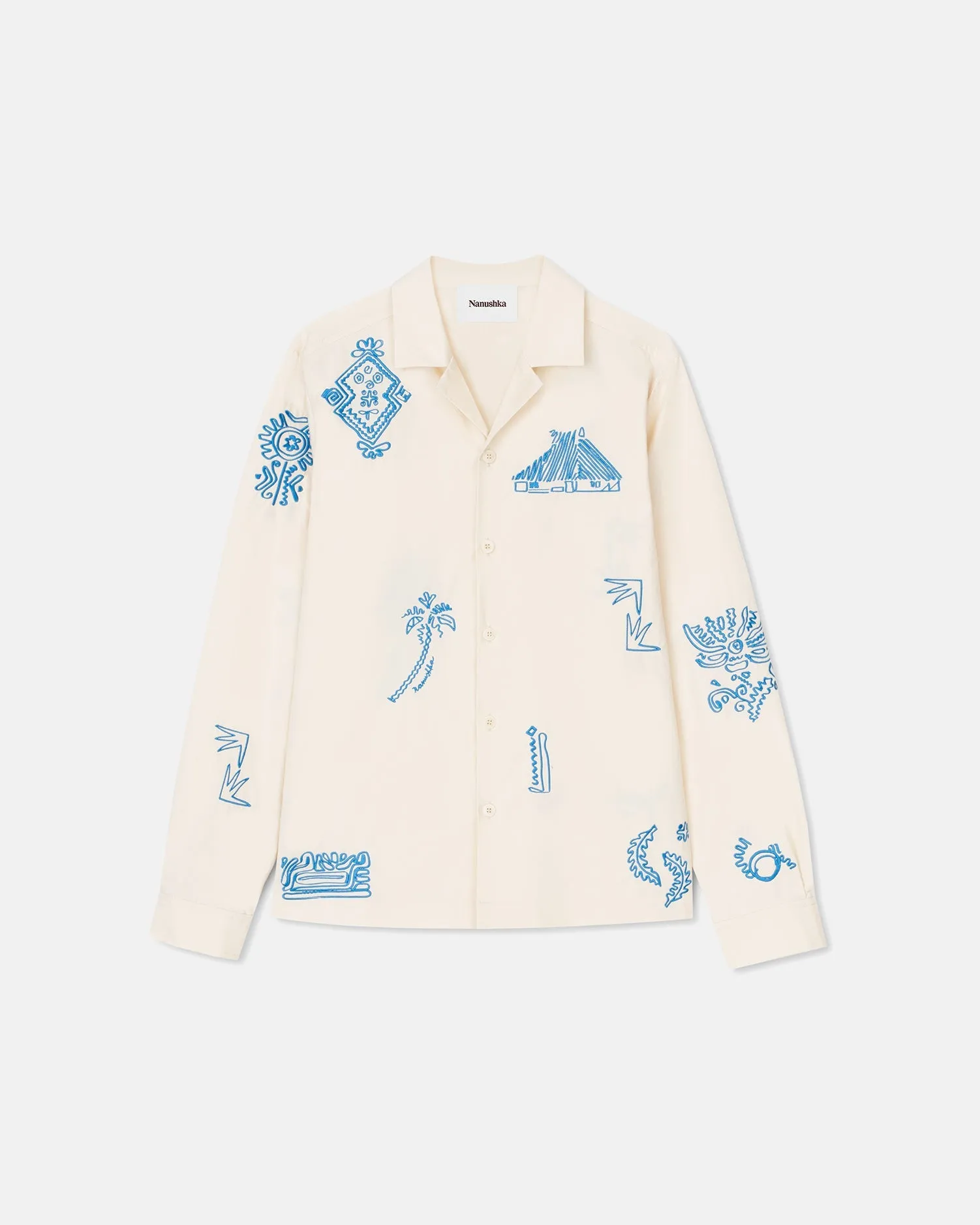 Duco - Long Sleeve Embroidered Shirt - Creme sold by Nanushka