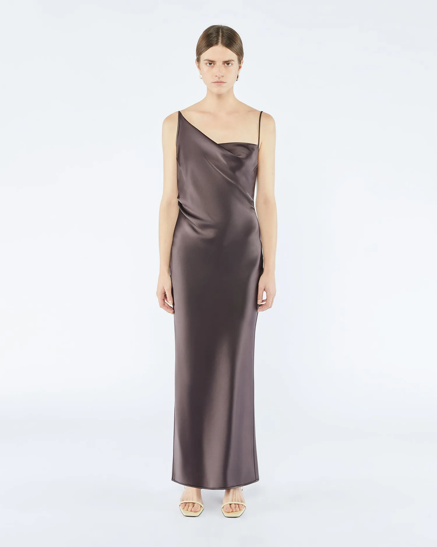 Lennie - Sale Slip Satin Maxi Dress - Coffee Bean sold by Nanushka