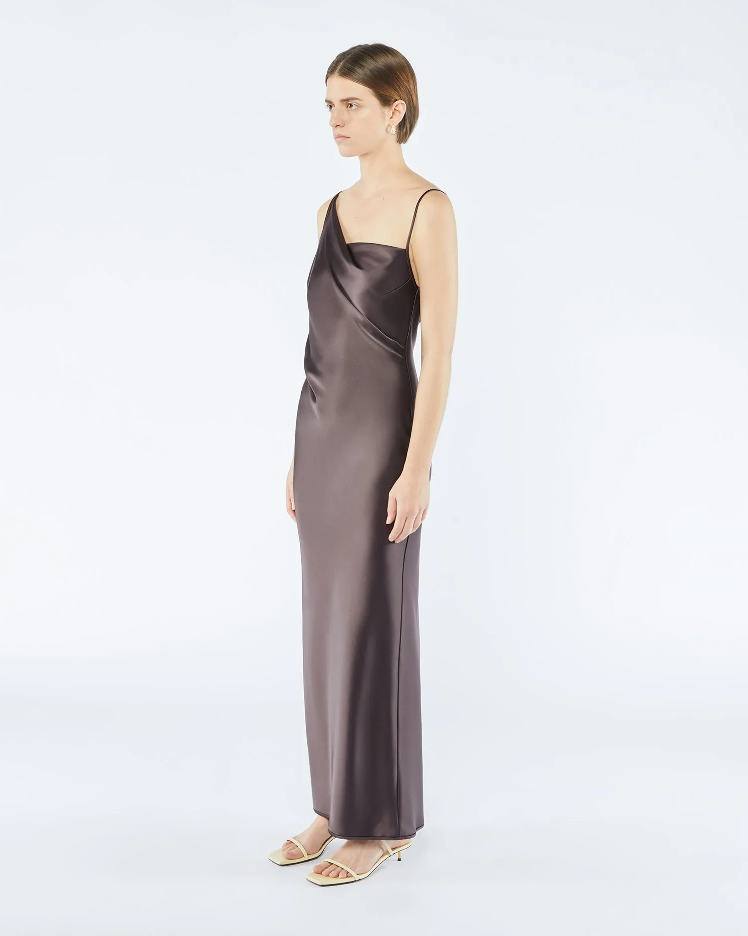 Lennie - Sale Slip Satin Maxi Dress - Coffee Bean sold by Nanushka product image thumbnail 4