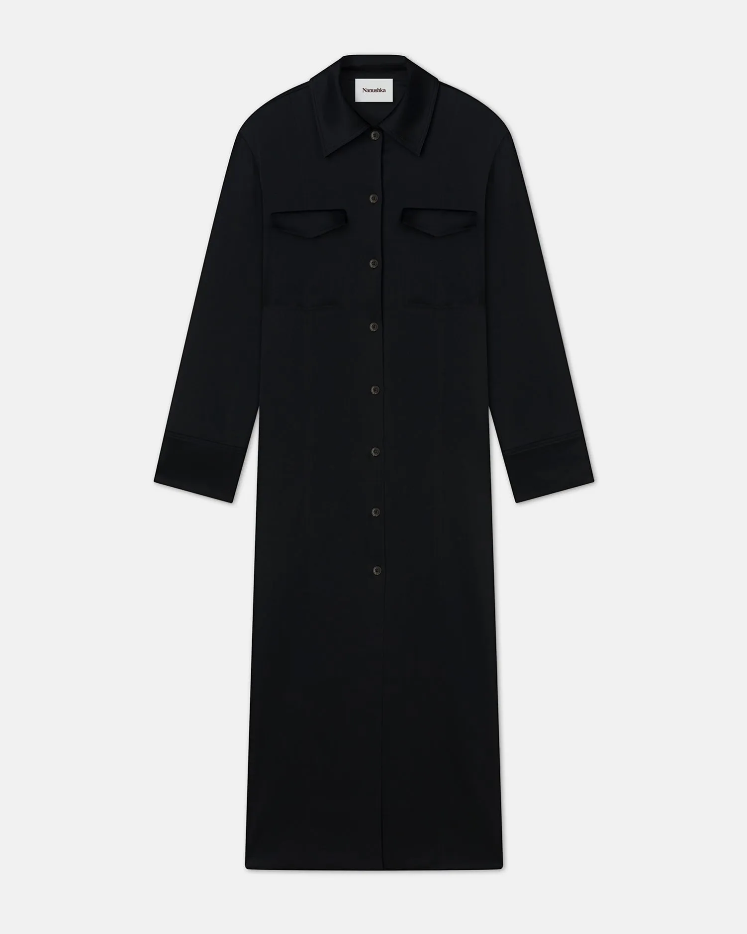 Joann - Slip Satin Shirt Dress - Black sold by Nanushka product image thumbnail 4