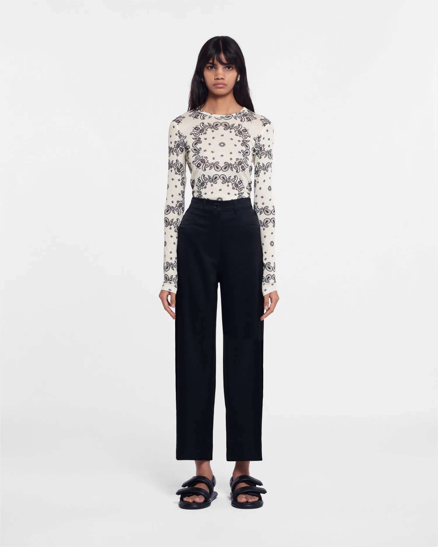 Marfa - Wide Leg Satin Pants - Black sold by Nanushka
