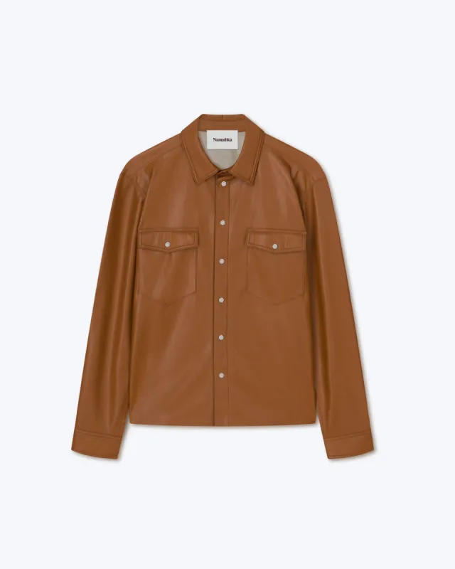 Lenn - Sale Okobor™ Alt-Leather Patch Pocket Shirt - Tobacco sold by Nanushka