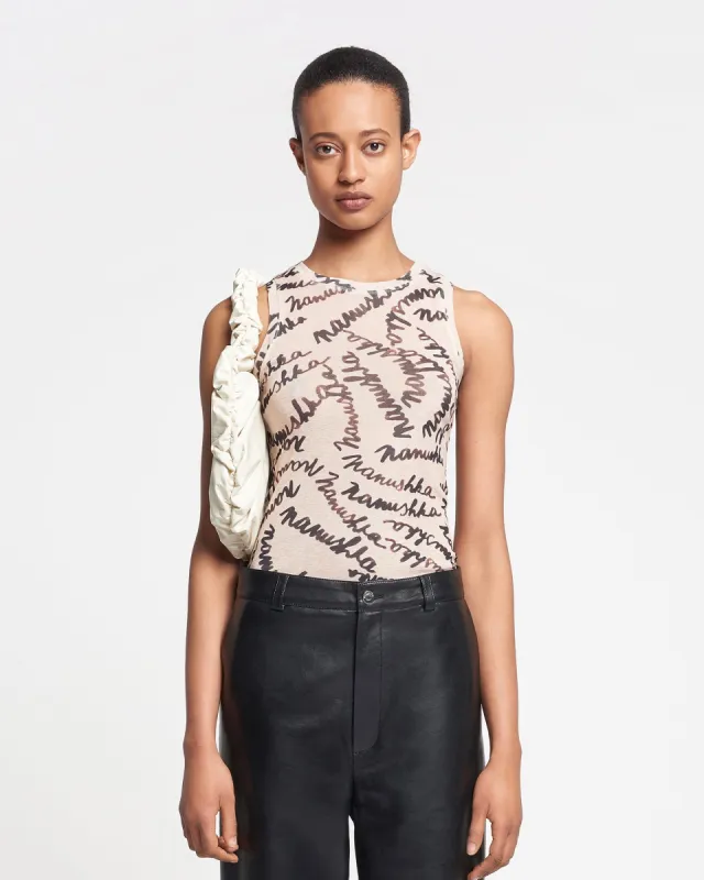 Anneke - Mesh-Jersey Tank Top - Scribble Logo sold by Nanushka