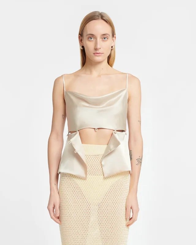 Silvine - Slip Satin Top - Creme made by Nanushka