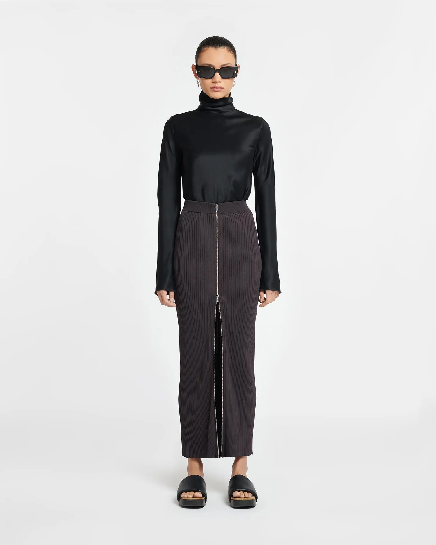 Eva - Slip Satin Turtleneck Top - Black sold by Nanushka product image thumbnail 2