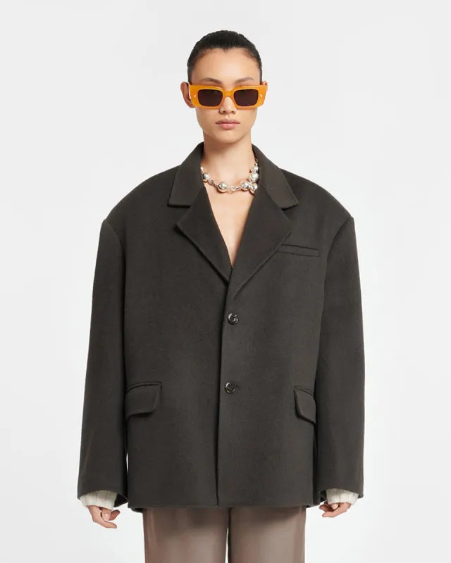 Sea - Double Wool And Silk Blend Blazer - Anthracite sold by Nanushka