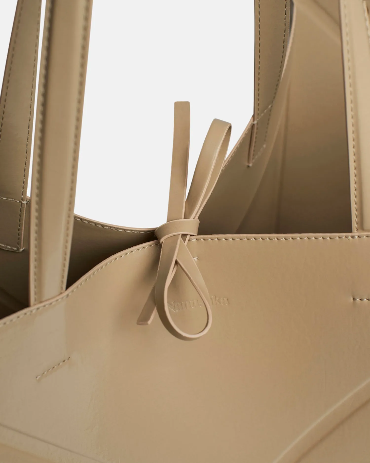 The Origami Tote Large - Patent Alt-Nappa Large Tote - Pebble sold by Nanushka product image thumbnail 5