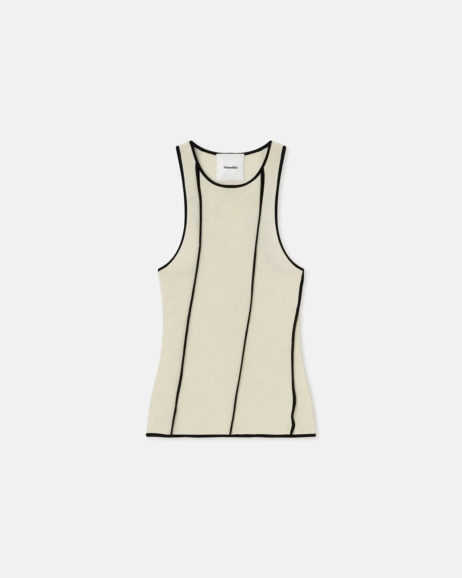 Enna - Patchwork Mesh-Jersey Tank Top - White wax/Black sold by Nanushka