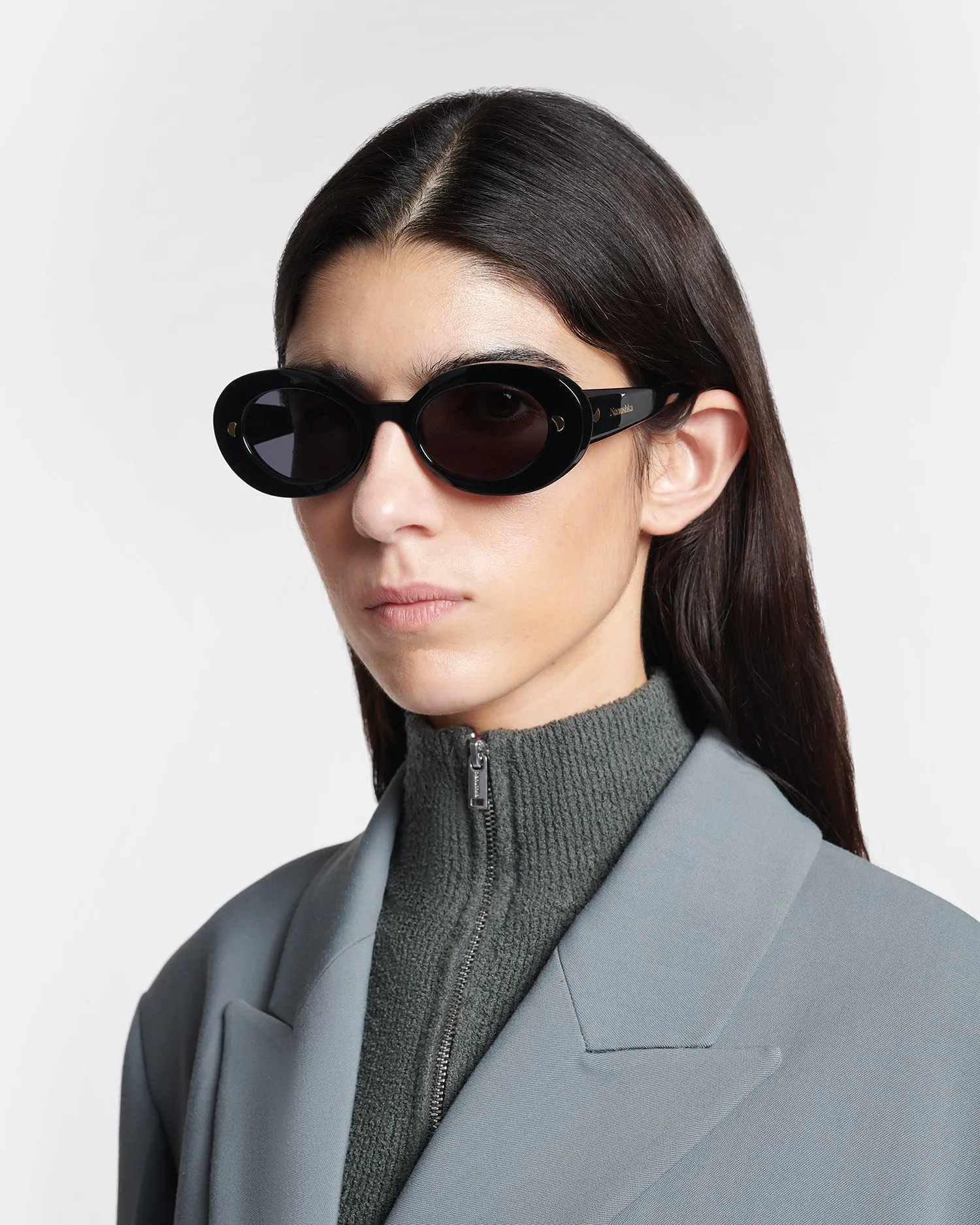 Giva - Bio-Plastic Oval Sunglasses - Black sold by Nanushka product image thumbnail 4