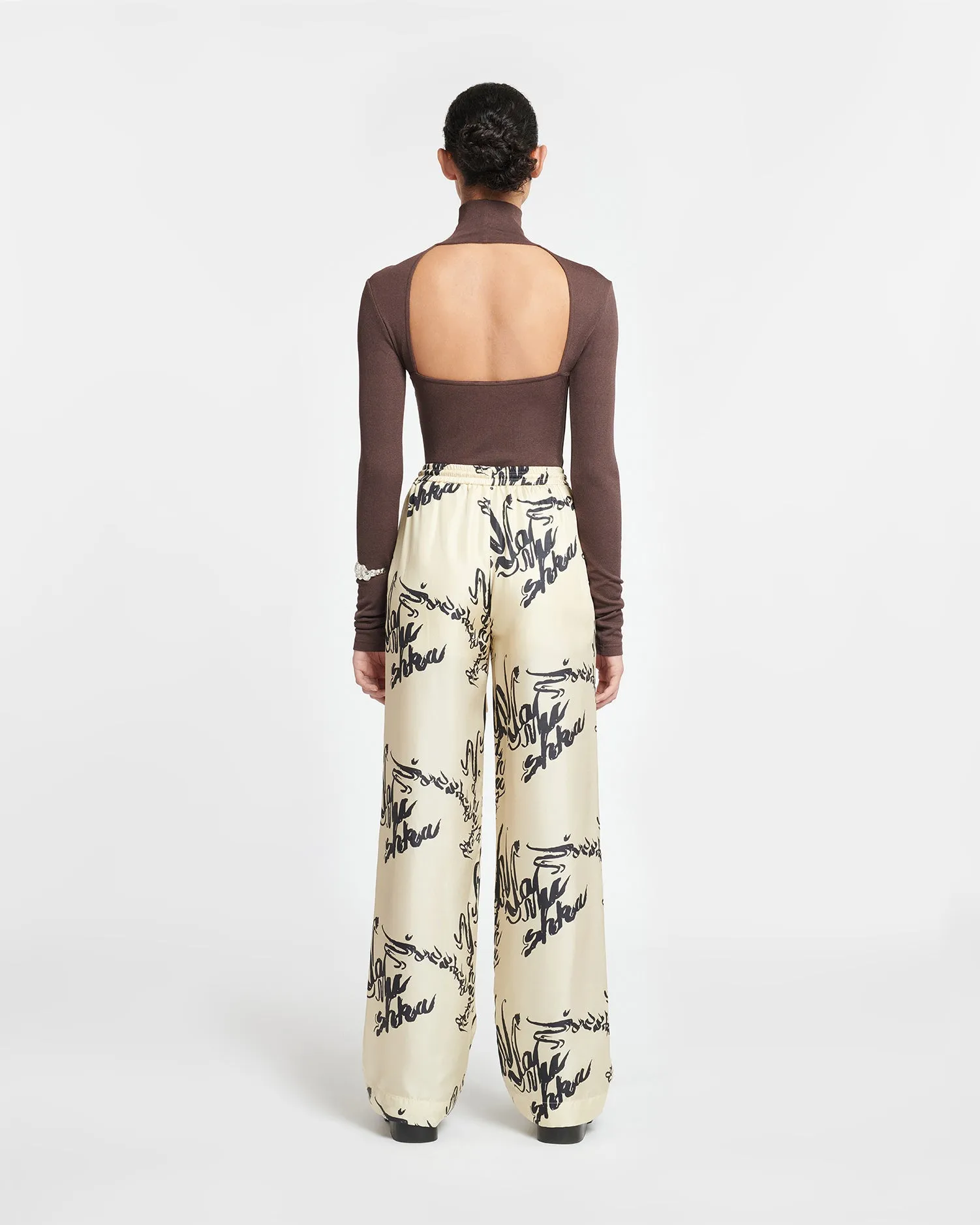 Jarine - Printed Twill Silk Pants - Calligraphy Creme sold by Nanushka product image thumbnail 3