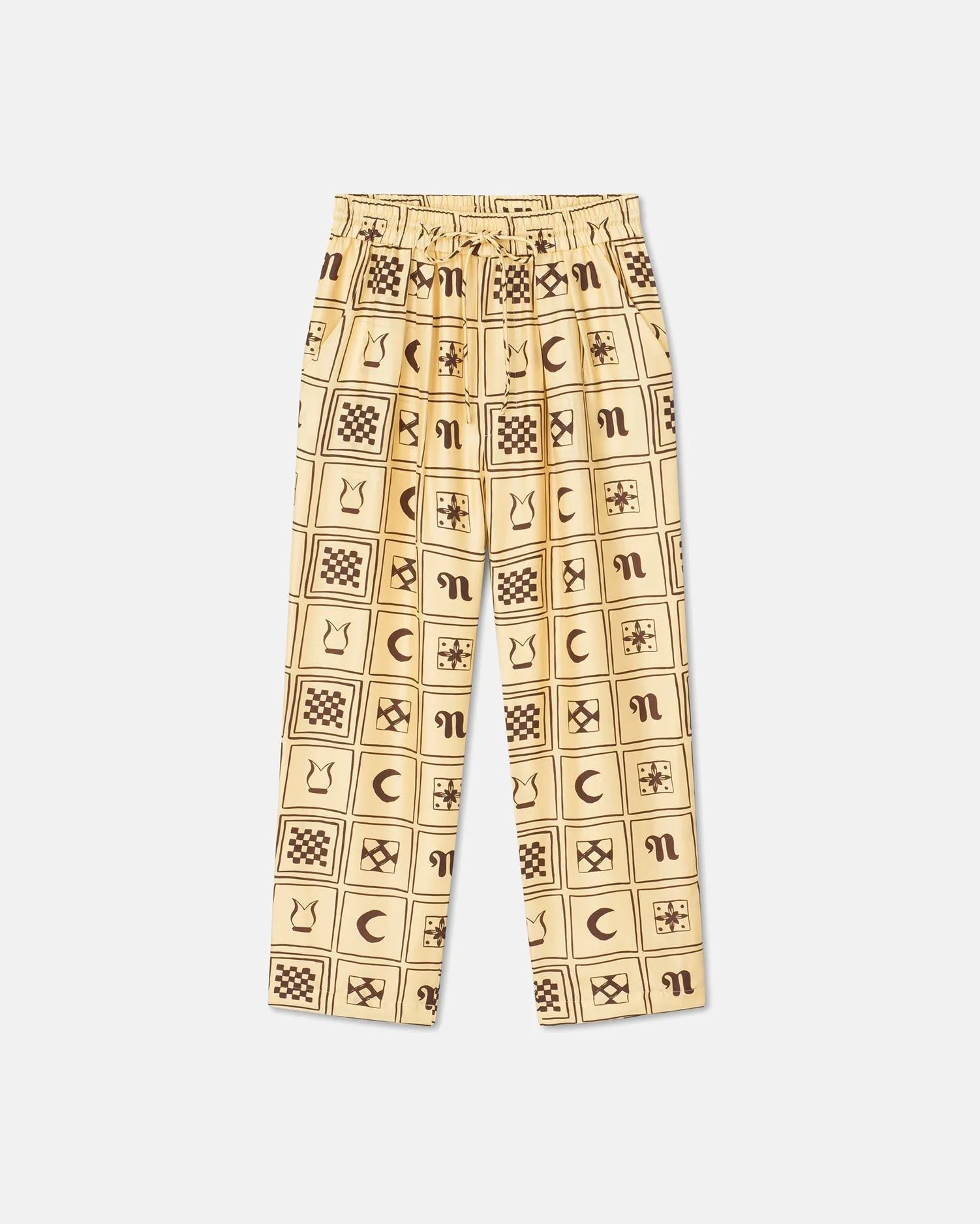 Jiro - Printed Silk-Twill Pants - Apricot Kopjafa sold by Nanushka