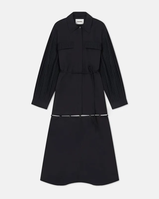 Danielle - Sale Tech Poplin Midi Dress - Off Black sold by Nanushka